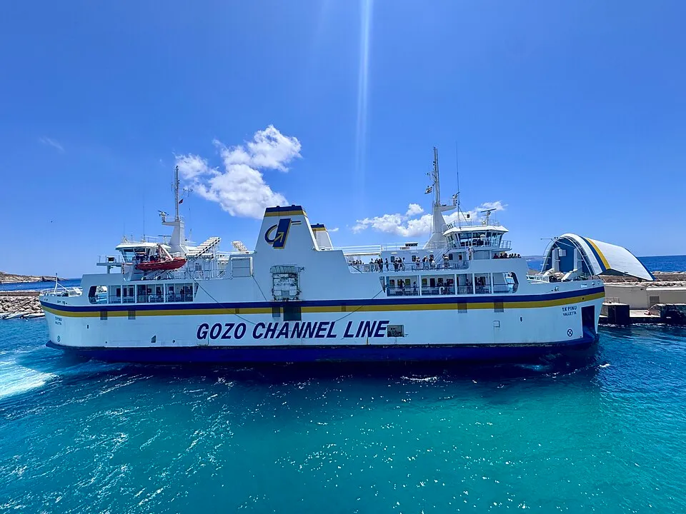 Context: The later Gozo Channel ferry Ta’ Pinu at Mġarr Harbour.