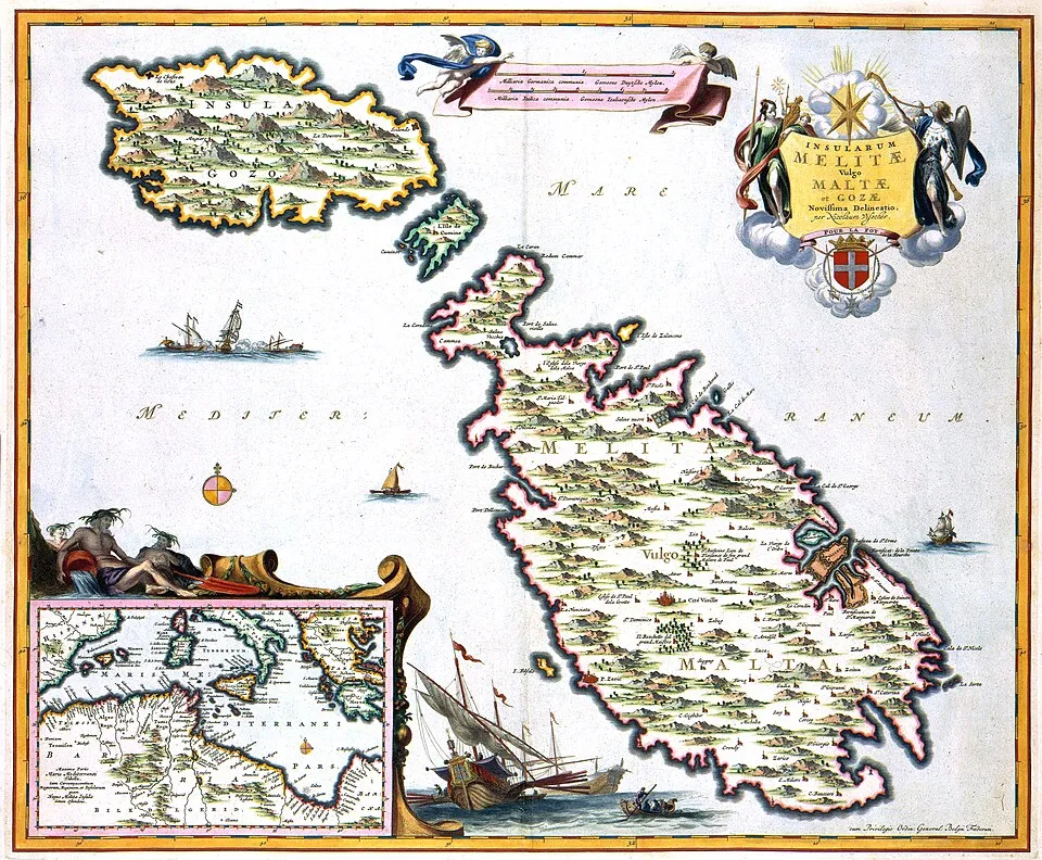 Għall-kuntest: Mappa storika ta’ Malta u Għawdex.