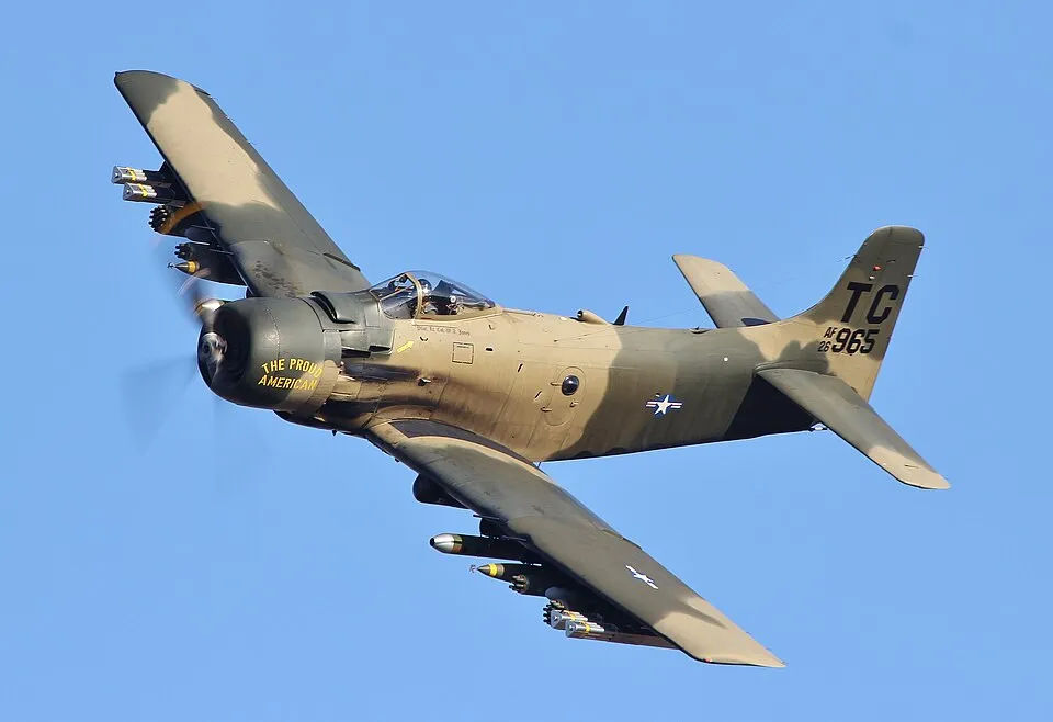 Context: Douglas A-1 Skyraider in flight. This shows the aircraft type, not the wreck in Malta.